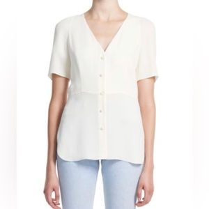 Theory cream button down blouse
